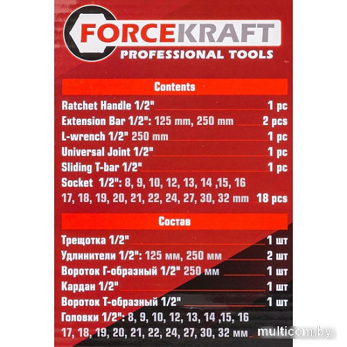 Набор трещотка с головками ForceKraft FK-4245B-5MPB (24 предмета)