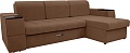 Диван Сириус Лидер-13 с оттоманкой ППУ 285x165 (Eva 03 светло-коричневый)
