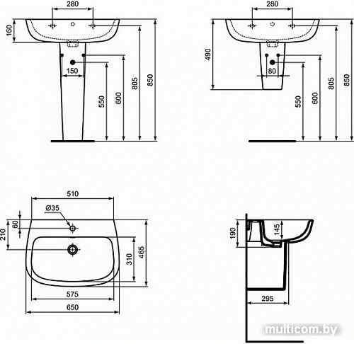 Пьедестал для умывальника Ideal Standard Esedra T283901
