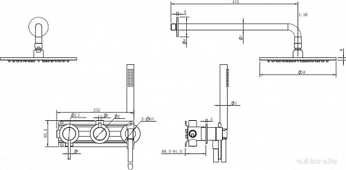 Душевая система Abber Wasser Kreis 316 AF8118BGG (оружейная сталь брашированная)