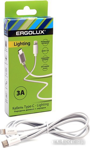 Кабель Ergolux ELX-CDC04-C01 USB Type-C - Lightning (1.2 м, белый)