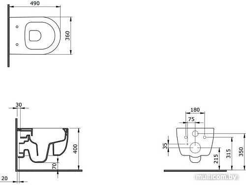 Унитаз Bocchi V-Tondo Rimless (черный матовый) 1417-004-0129