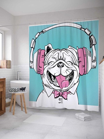 Шторка-занавеска для ванны JoyArty Модный пес sc_30349
