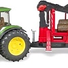 Bruder John Deere 7930 with forestry trailer and 4 trunks 03054