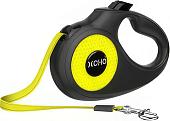 Поводок-рулетка XCHO Лента 5м (M, черный/зеленый светоотражающий)