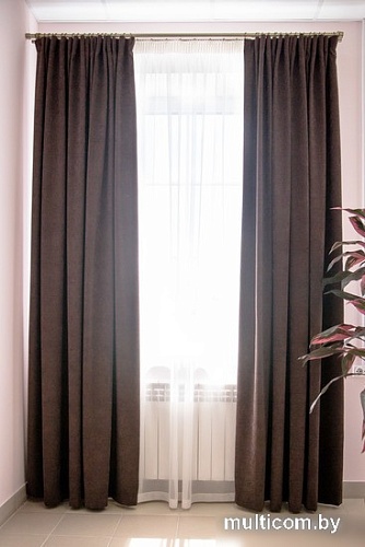 Комплект штор Decoretto Канвас горький шоколад КГШ-K110 4.25x2.6 м (коричневый, 2 шт)