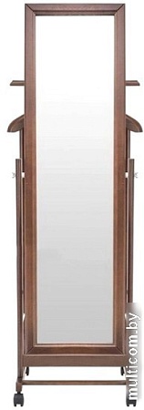 Стойка для одежды Мебелик с зеркалом на колесах В 24Н (средне-коричневый)