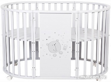 Кроватка-трансформер Polini Kids French 925 Teddy (белый)