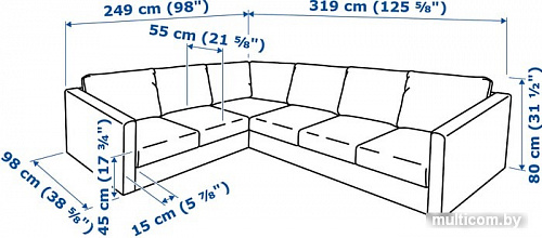 Угловой диван Ikea Вимле 892.114.57 (фарста темно-коричневый)