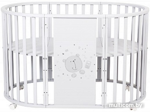 Кроватка-трансформер Polini Kids French 925 Teddy (белый)