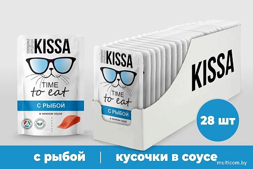 Консервированный корм для кошек Kissa С рыбой в соусе (28x75г)