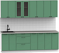 Готовая кухня Интермебель Лион-18 В-1 2.4м (мята софт/мрамор лацио белый)