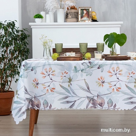 Скатерть Доляна Акварельные листья 145x180 7797392