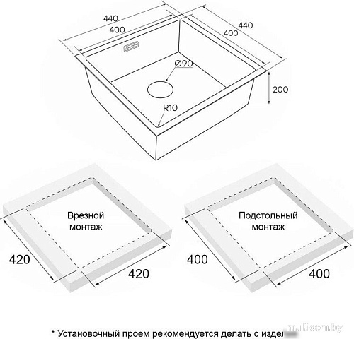 Кухонная мойка Paulmark Lassan 44 UNI LA44-GM (черный/вороненая сталь)