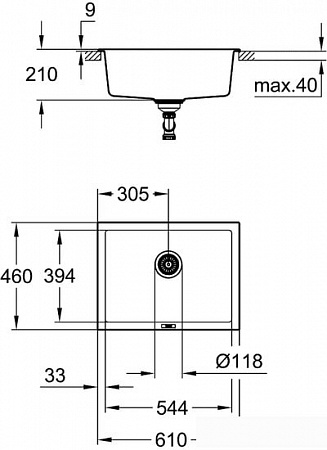 Кухонная мойка Grohe K700U 70-C 61/45.7 1.0 31655AP0 (черный гранит)