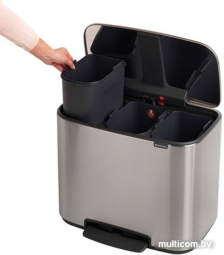 Brabantia Bo Pedal Bin 3 x 11л (стальной матовый)