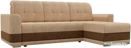 Угловой диван Mebelico Честер 61113 (правый, вельвет, бежевый/коричневый)
