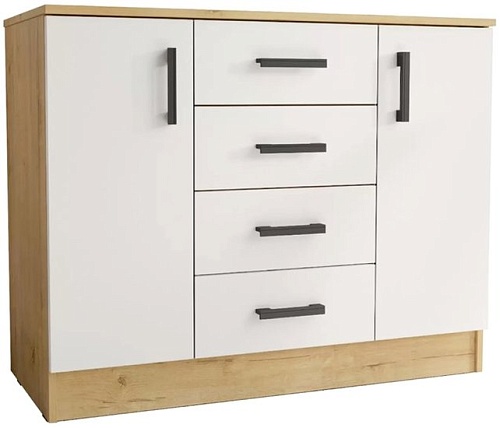 Комод МебельЭра К1000 2Д (дуб вотан/белый гладкий)