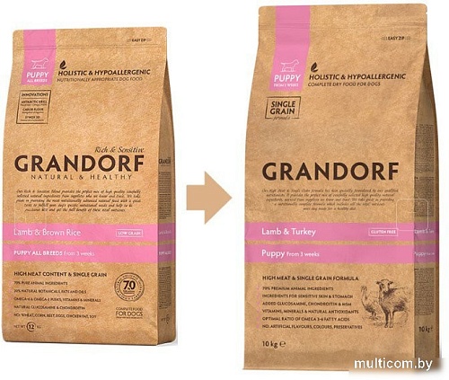 Сухой корм для собак Grandorf Dog Puppy Lamb & Turkey (с ягненком и индейкой) 3 кг