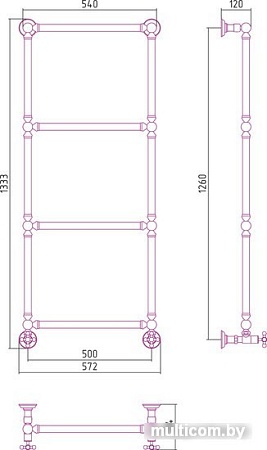 Полотенцесушитель Сунержа Ренессанс 1304 1260x500 00-0280-1250