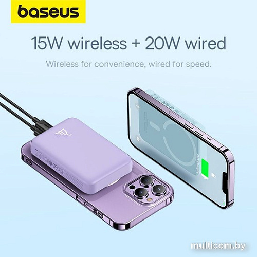 Внешний аккумулятор Baseus Magnetic Mini Air Wireless Fast Charge Power Bank 20W 10000mAh (сиреневый)