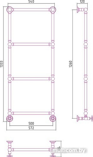 Полотенцесушитель Сунержа Ренессанс 1304 1260x500 00-0280-1250