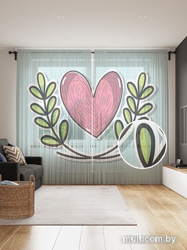 Комплект штор JoyArty Сердце с веточками 1.45x2.65 м tul_72374_145x265 (2 шт)