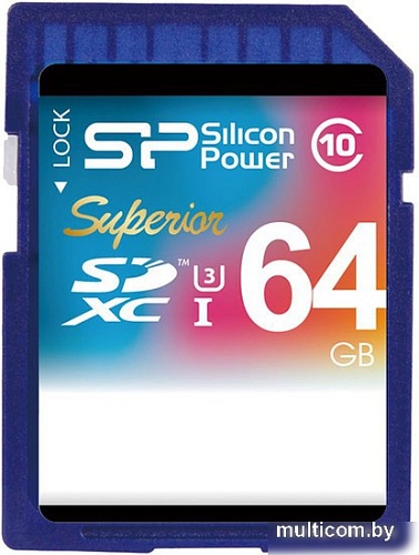 Карта памяти Silicon-Power SDXC UHS-I U3 (Class 10) 64GB (SP064GBSDXCU3V10)