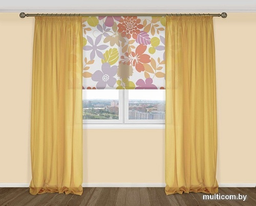 Комплект гардин Delfa Voile СТШ/Д-050 Voile/603 2x2.5 м (шафран, 2 шт)