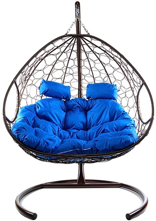 Подвесное кресло M-Group Для двоих 11450210 (коричневый ротанг/синяя подушка)