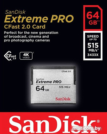 Карта памяти SanDisk Extreme PRO CFast 2.0 64GB [SDCFSP-064G-G46B]