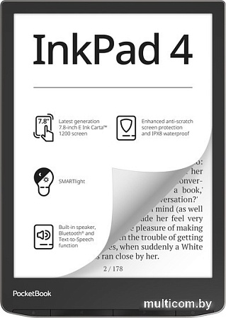Электронная книга PocketBook 743G InkPad 4 (черный/серебристый)