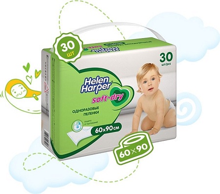 Пеленка одноразовая Helen Harper Soft & Dry 60x90 (30 шт)