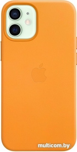 Чехол Apple MagSafe Leather Case для iPhone 12 mini (золотой апельсин)