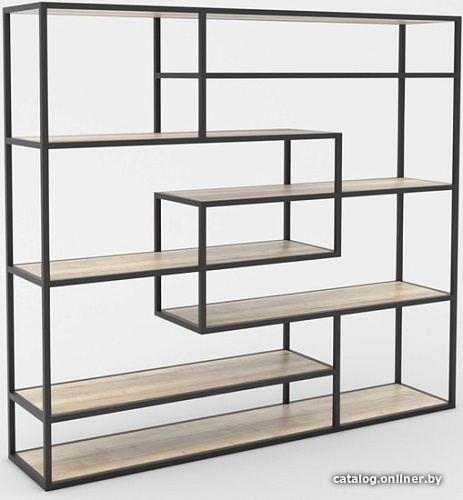 Стеллаж Hype Mebel Зиг-Заг 170x150 (черный/древесина белая)