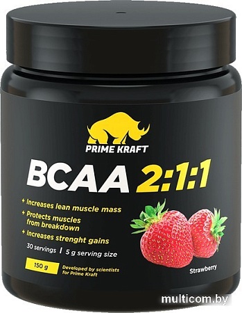 Аминокислоты Prime Kraft BCAA 2:1:1 (150г, клубника)