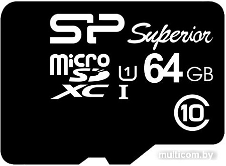 Карта памяти Silicon-Power microSDXC Superior UHS-1 (Class 10) 64GB [SP064GBSTXDU1V10SP]