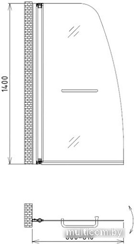 Стеклянная шторка для ванны Gemy New Rockcoco S03200