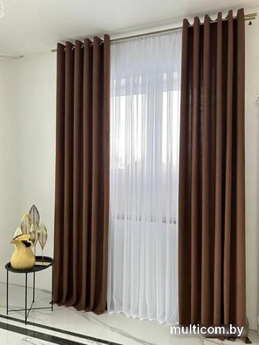 Комплект штор Модный текстиль Канвас 06L 112MTKANVASMO2-2 2.5x4.2 (2шт, коричневый/золотой)