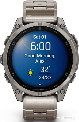 Умные часы Garmin Fenix 8 Sapphire, Titanium 47мм (светло-серый, титановый ремешок)