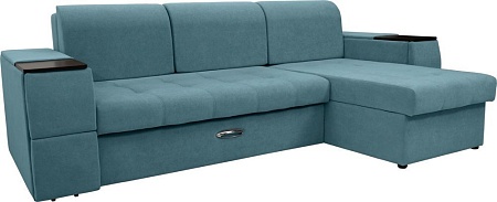 Диван Сириус Лидер-13 с оттоманкой НПБ 285x165 (Eva 21 велюр зеленый)