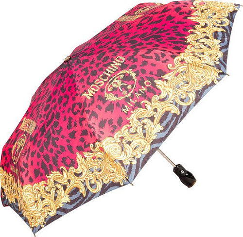 Складной зонт Moschino 8009-OCJ Logo animalier Fuxia