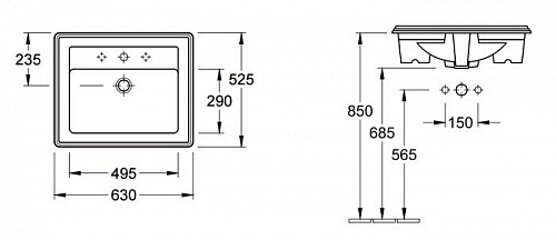 Умывальник Villeroy & Boch Hommage 63x52.5 [7102A1R1]