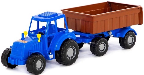 Игрушечный транспорт Полесье Трактор Мастер с прицепом №1 84774 (синий)