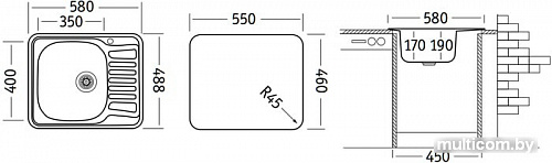 Кухонная мойка Ukinox Комфорт COL580.488-GT8K 2L