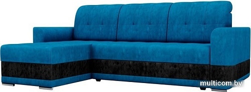 Угловой диван Mebelico Честер 61106 (левый, велюр, голубой/черный)