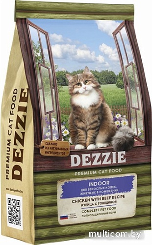 Сухой корм для кошек Dezzie Indoor Adult Cat (для живущих в помещении, с курицей и говядиной) 10 кг