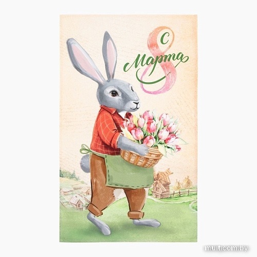 Полотенце Этель 8 Марта 7599090 (бежевый/розовый)