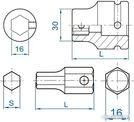 Адаптер слесарный King Tony 609616M