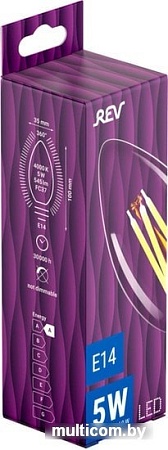 Светодиодная лампа Rev Филамент С37 E14 5 Вт 4000 К 32360 0